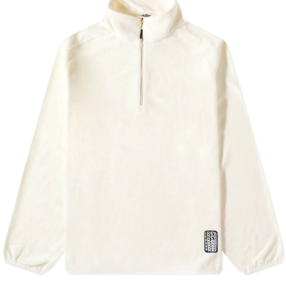 NWT RAINS FLEECE WHITE HALF ZIP LONG SLEEVE WATER RESISTANT PULLOVER UNISEX L